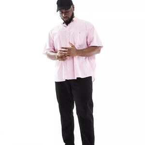 Ralph Lauren oxford shirt pink and white seersucker stripe short sleeves XXL